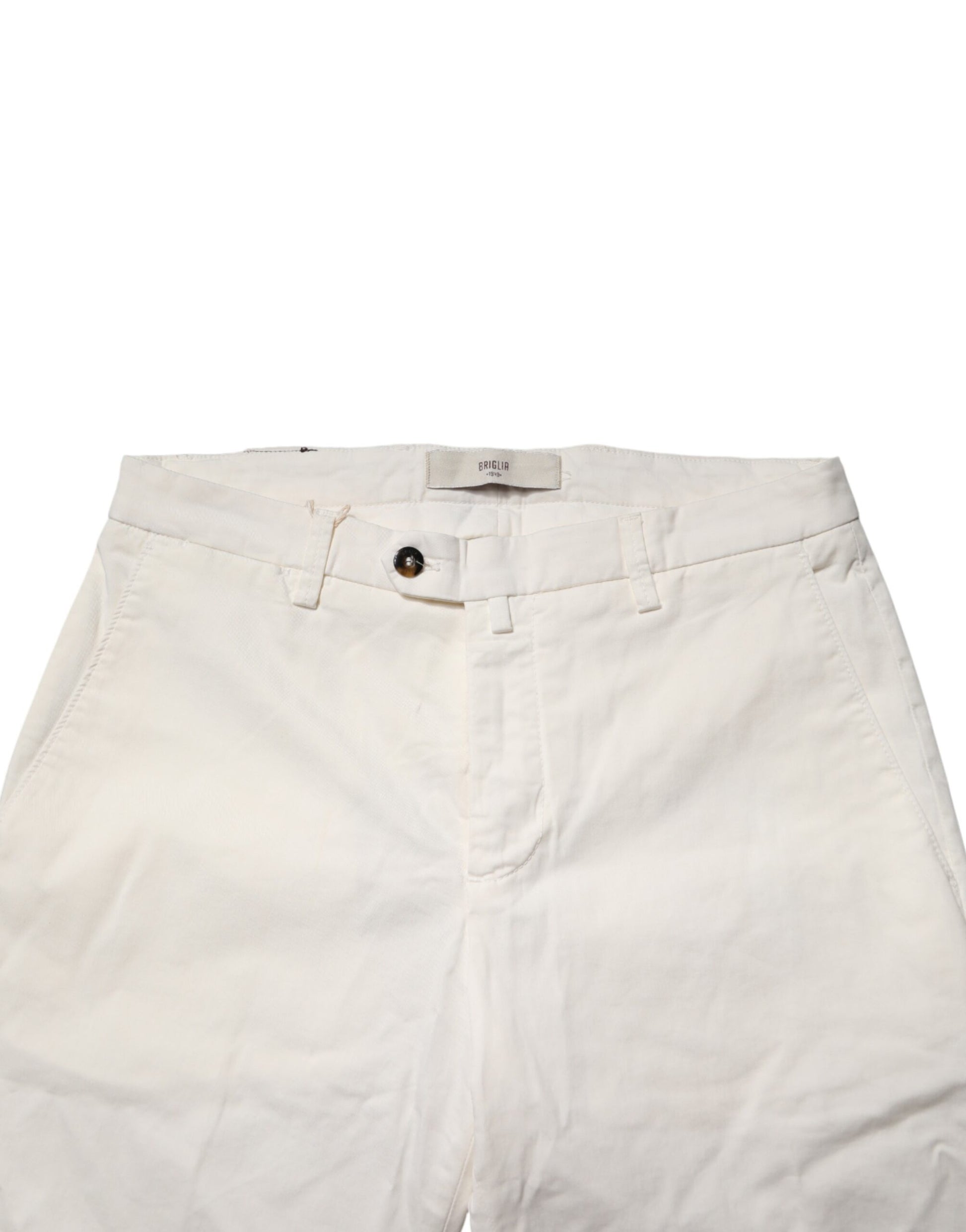 Briglia 1949 White Cotton Straight Fit Chino Trouser Pants