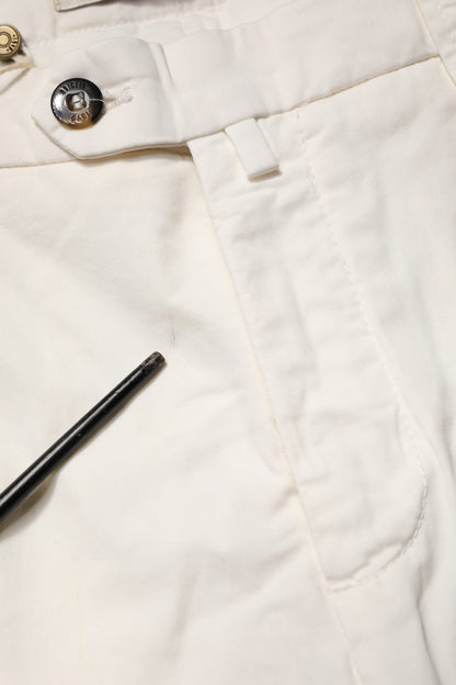 Briglia 1949 White Cotton Straight Fit Chino Trouser Pants