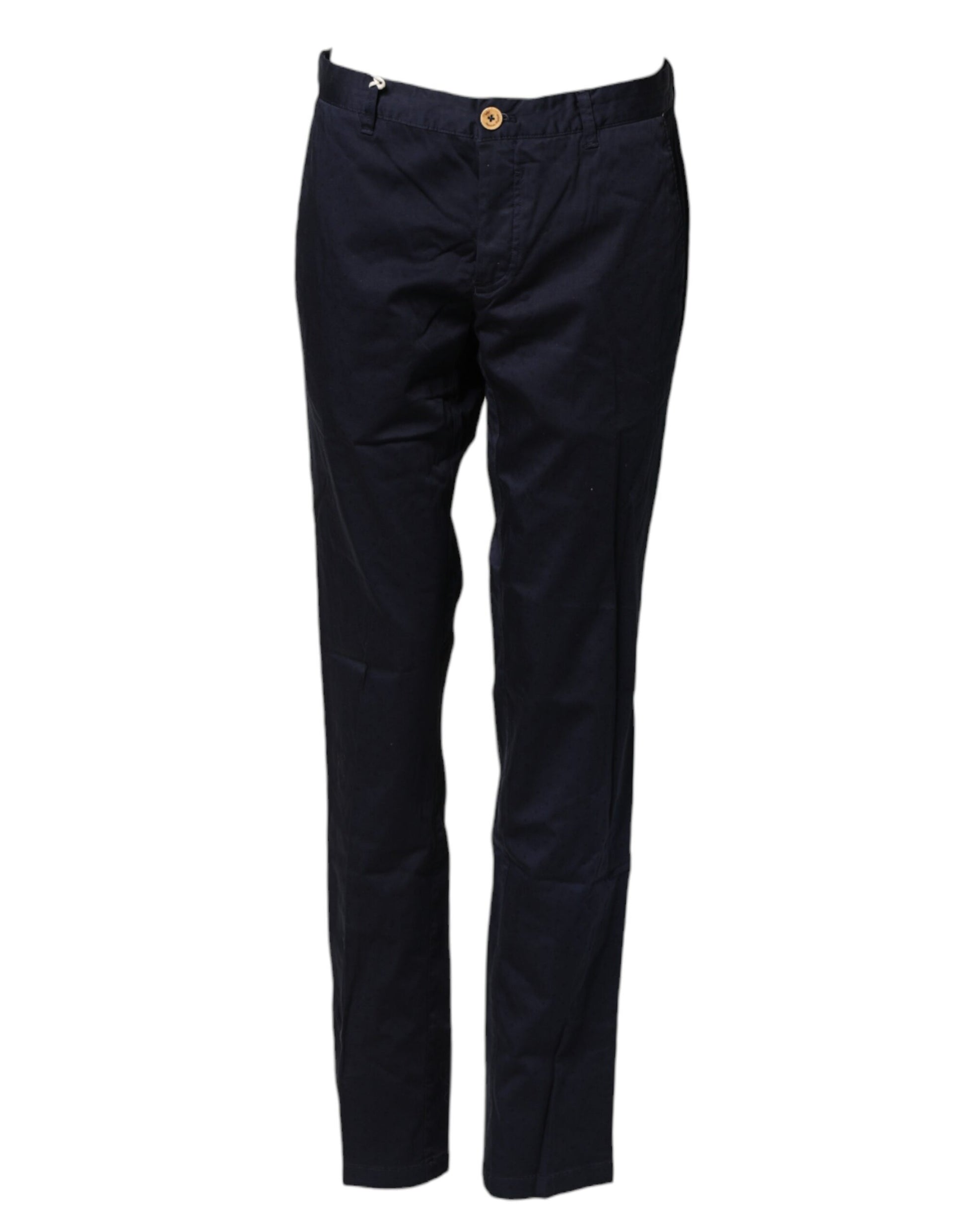 Domenico Tagliente Navy Blue Straight Chino Mid Waist Pants