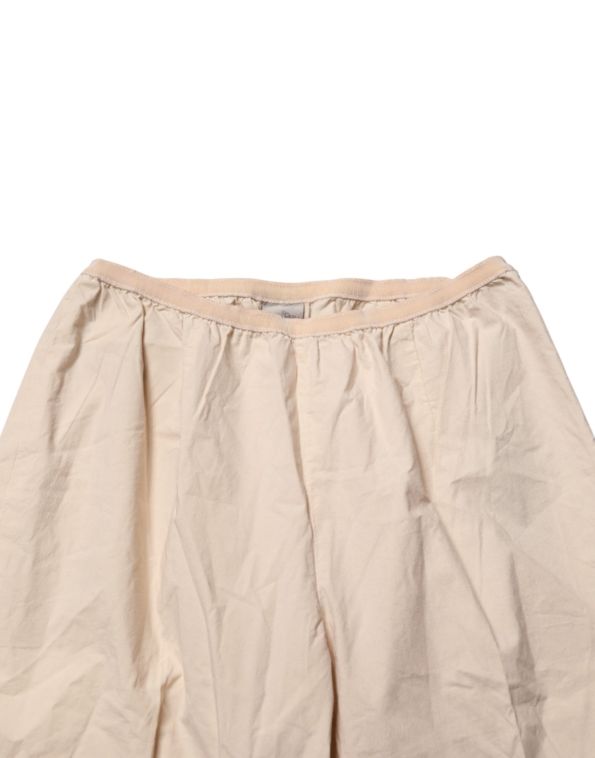 QL2 Beige Cotton High Waist Straight Chino Trouser Pants