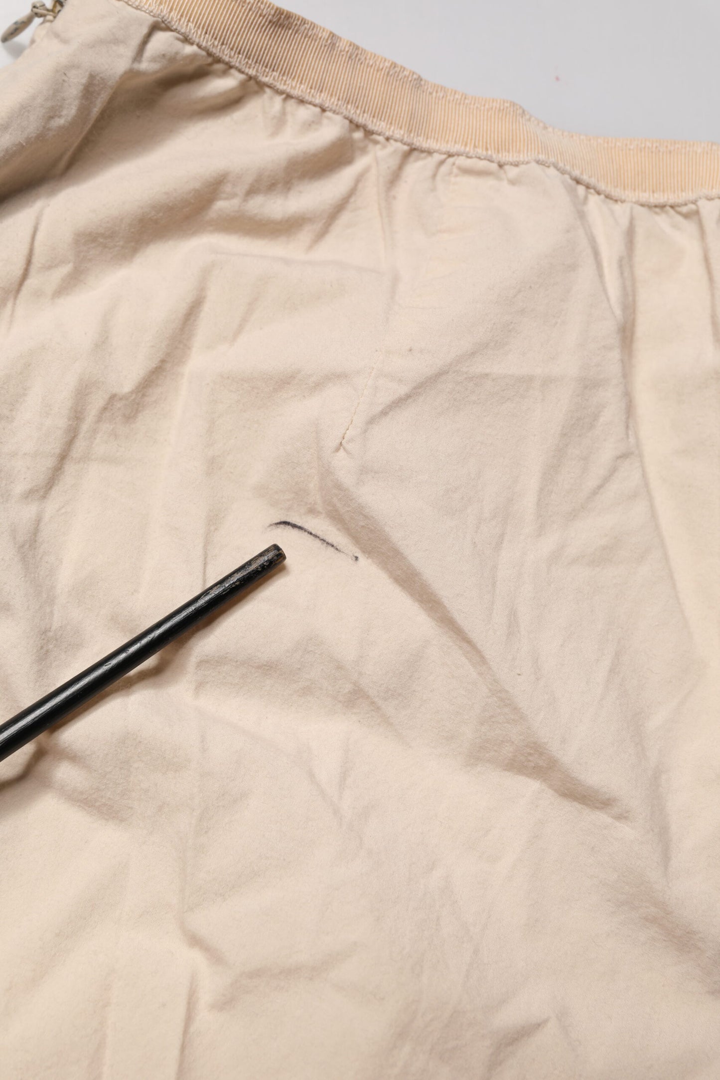 QL2 Beige Cotton High Waist Straight Chino Trouser Pants