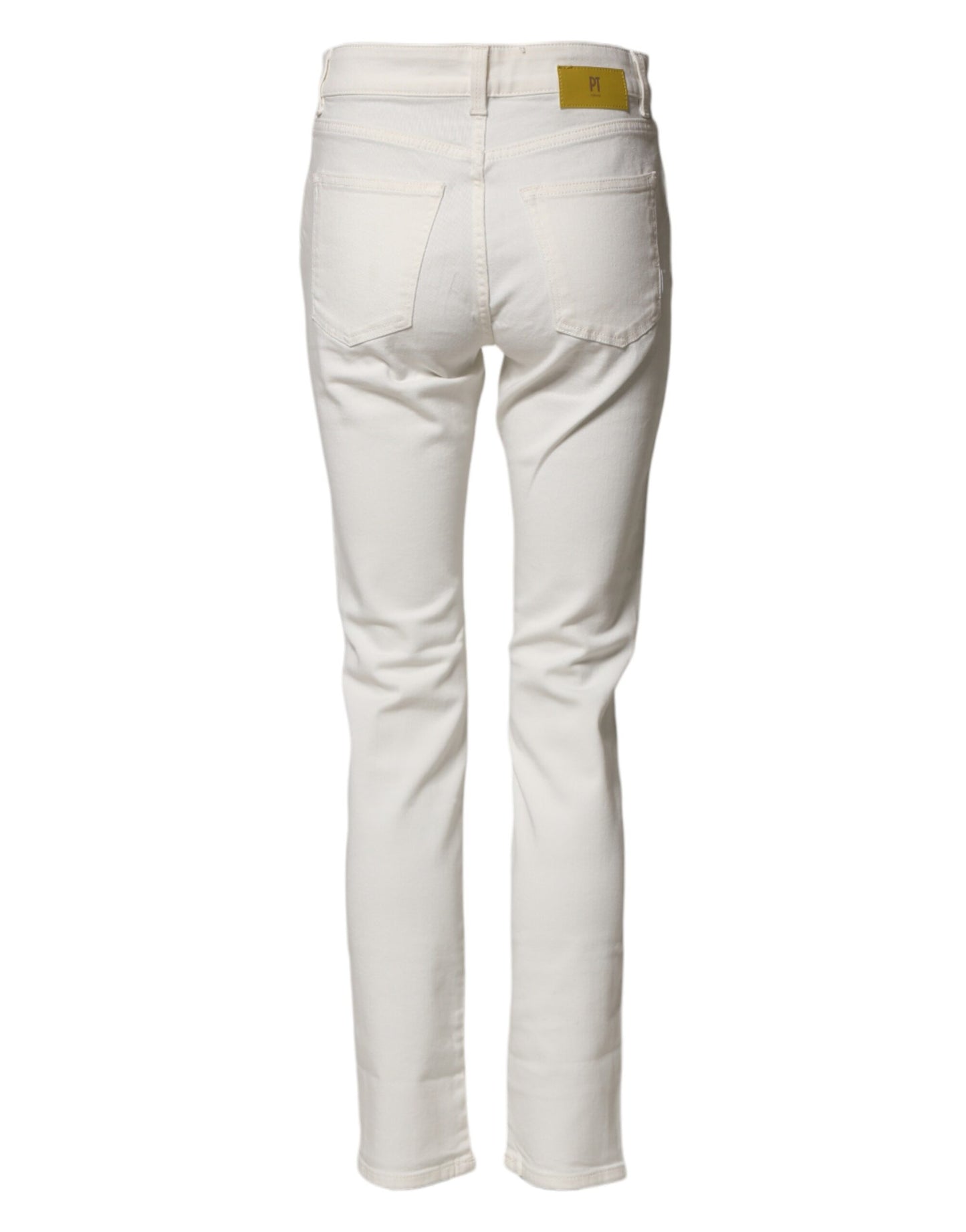 PT Torino White Cotton Mid Waist Skinny Denim Trouser Jeans