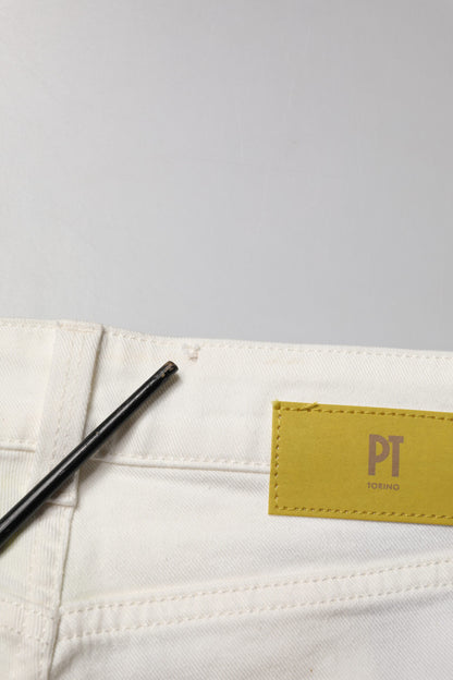 PT Torino White Cotton Mid Waist Skinny Denim Trouser Jeans
