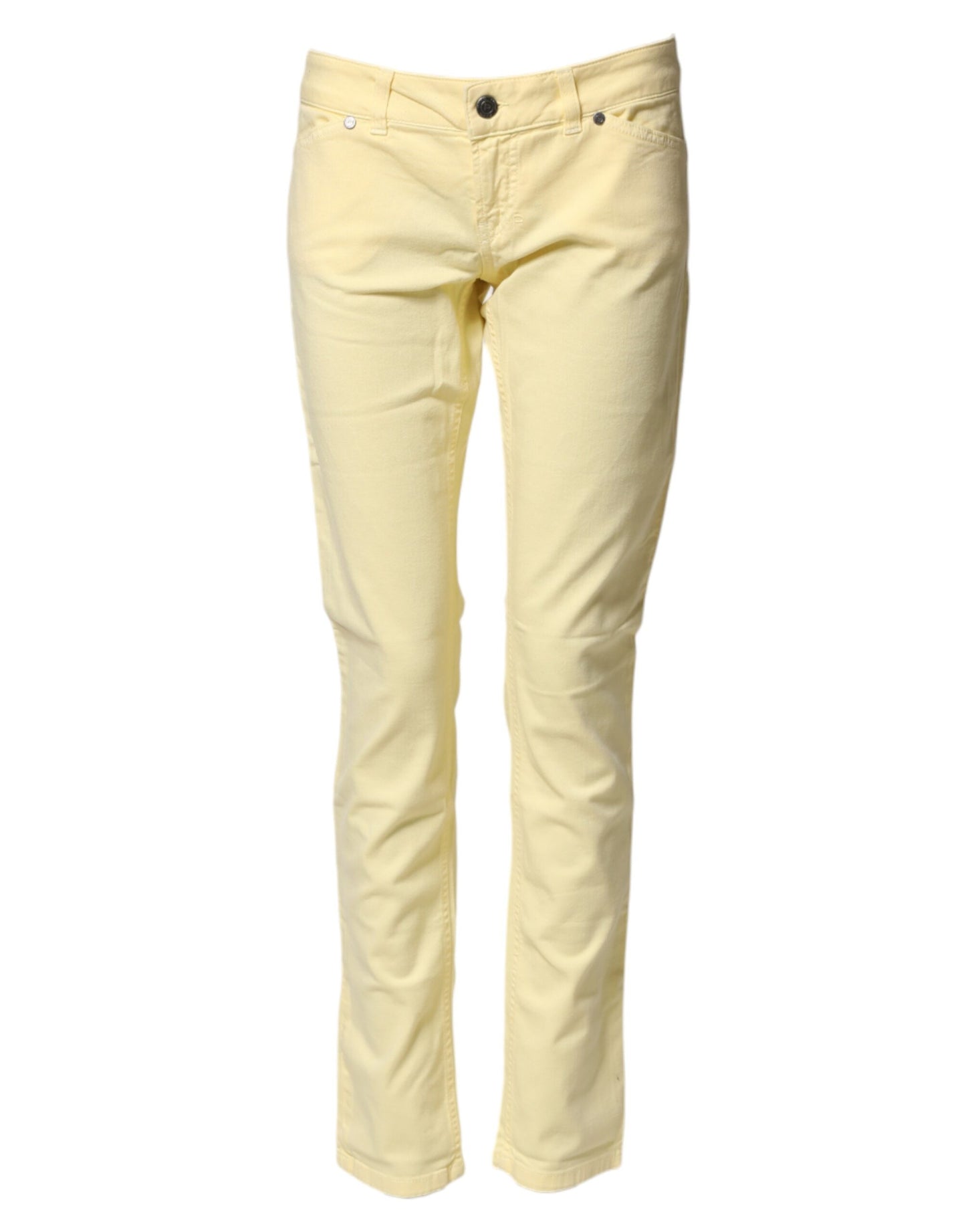 PINKO Yellow Cotton Low Waist Slim Fit Skinny Denim Casual Jeans