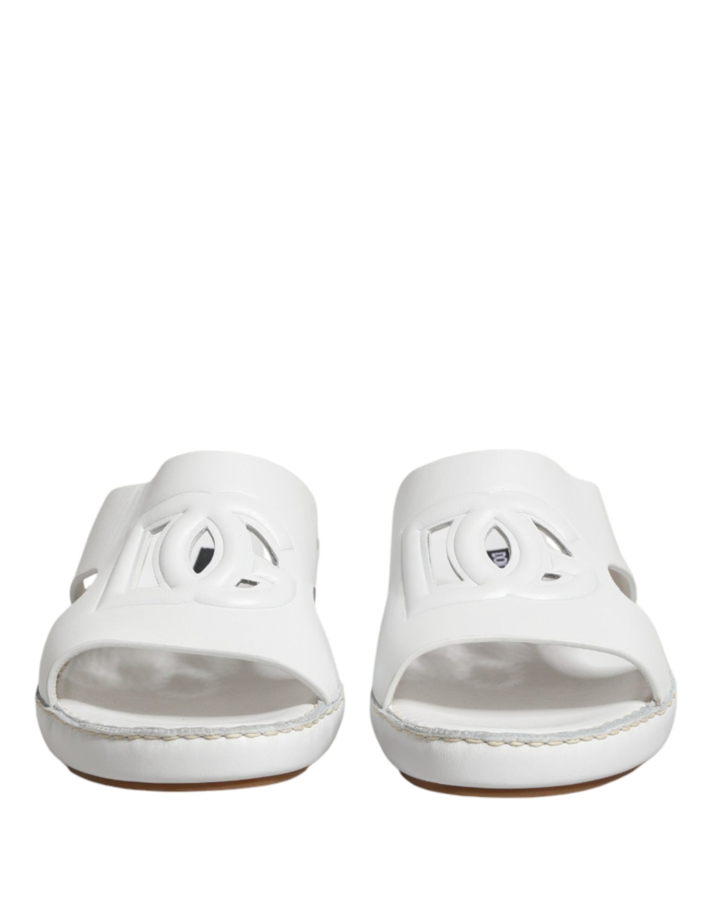 Dolce & Gabbana White DG Cutout Slides Slippers Flats Shoes