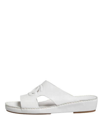 Dolce & Gabbana White DG Cutout Slides Slippers Flats Shoes