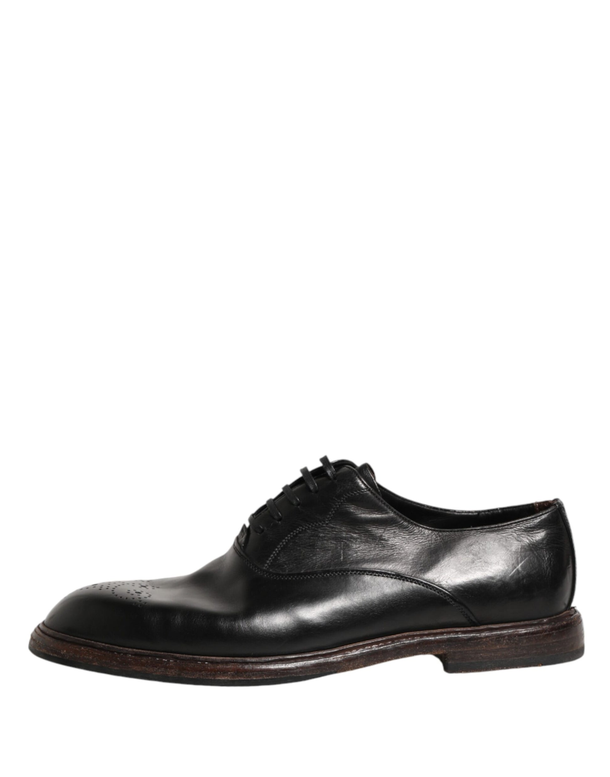 Dolce & Gabbana Black Calfskin Leather Oxford Dress Shoes