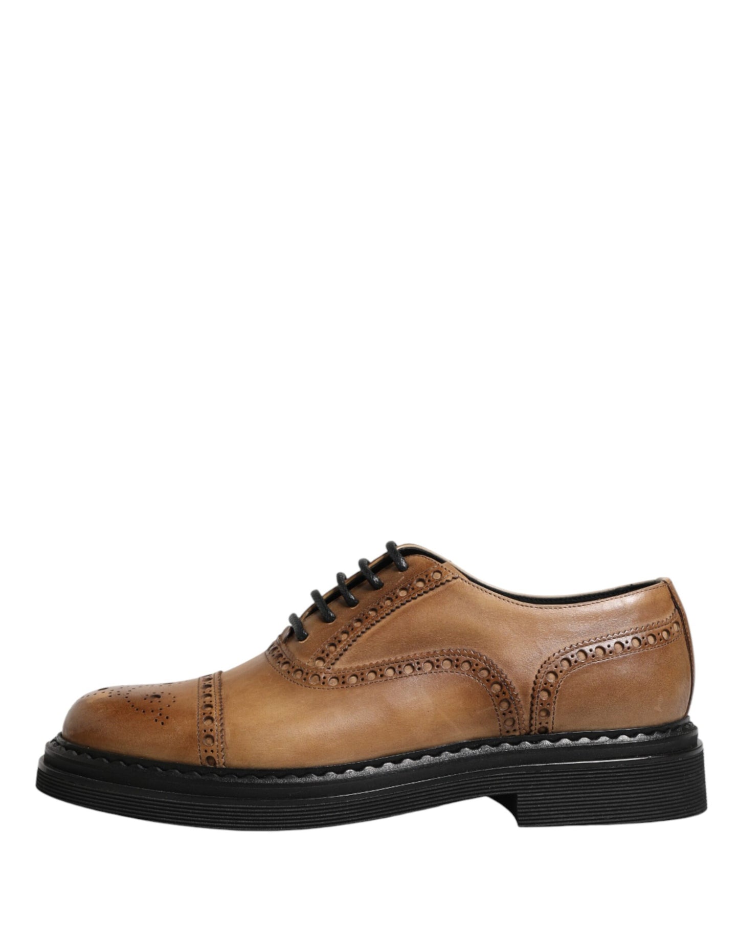 Dolce & Gabbana Brown Lace Up Leather Brogue Derby Men Shoes