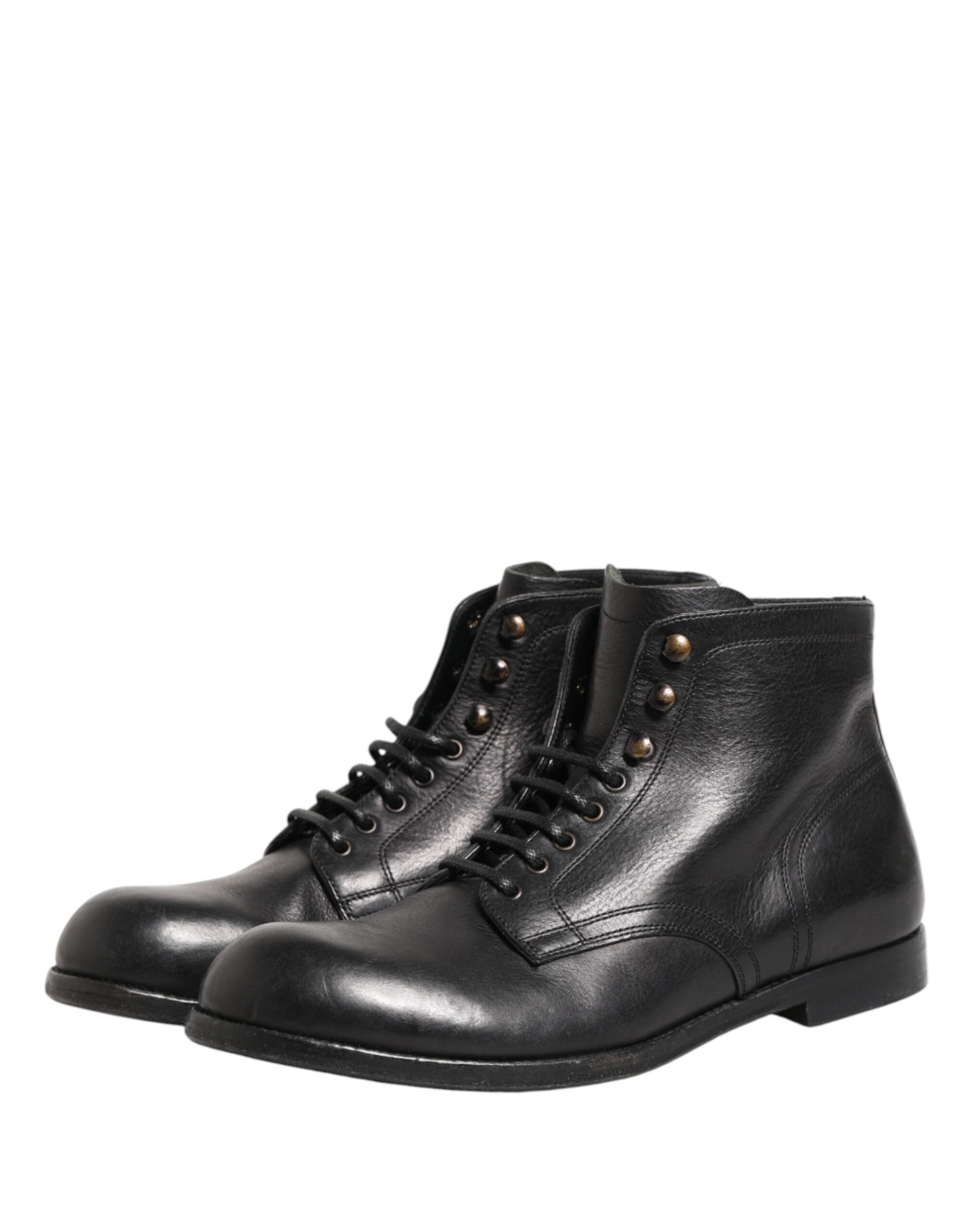 Dolce & Gabbana Black Lace Up Short Ankle Boots Men Shoes