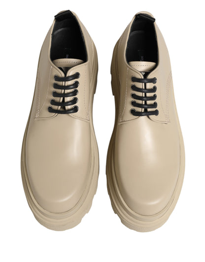 Dolce & Gabbana Beige Lace Up Trekking Derby Men Dress Shoes