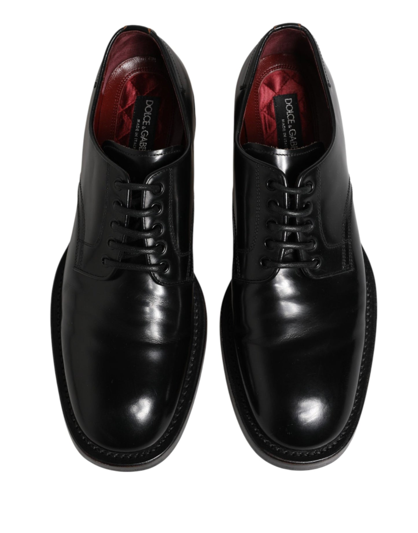 Dolce & Gabbana Black Lace Up Leather Dress Derby Men Shoes