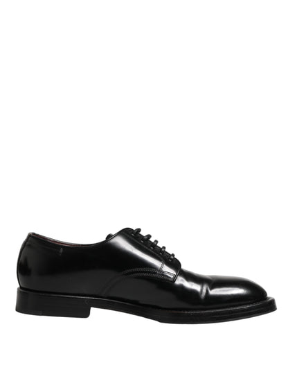 Dolce & Gabbana Black Lace Up Leather Dress Derby Men Shoes