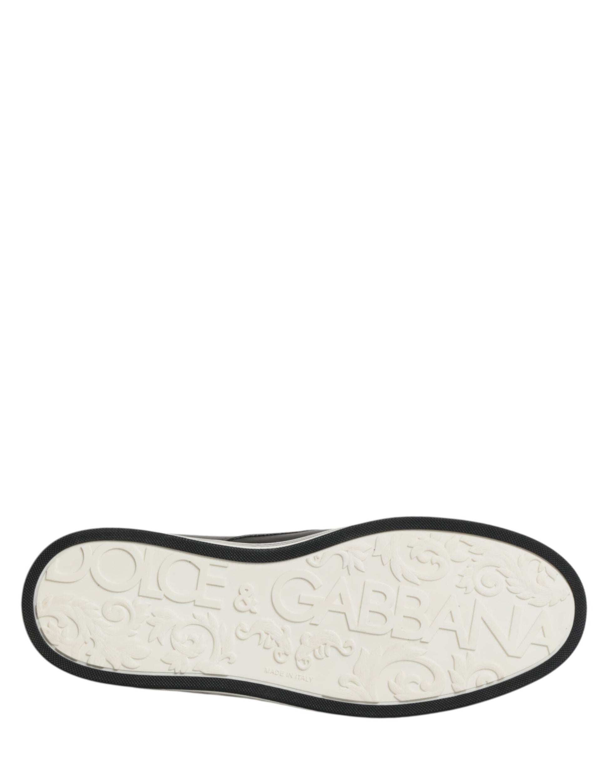 Dolce & Gabbana Black Leather Signature Figures Sneakers Shoes