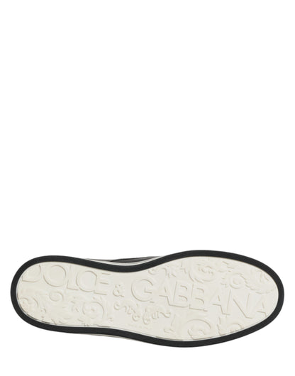 Dolce & Gabbana Black Leather Signature Figures Sneakers Shoes