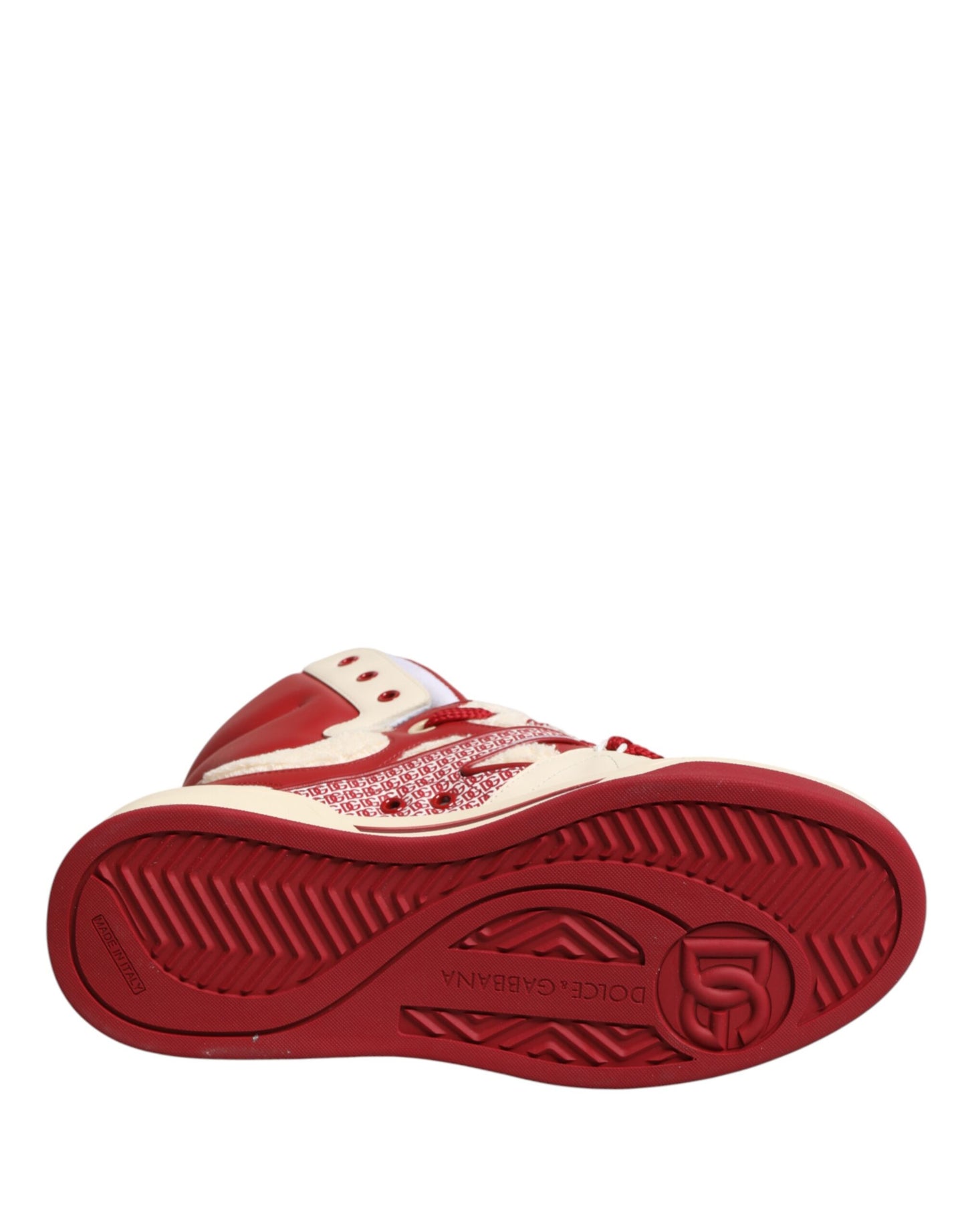 Dolce & Gabbana White Red Custom 2.Zero High Top Men Sneakers Shoes