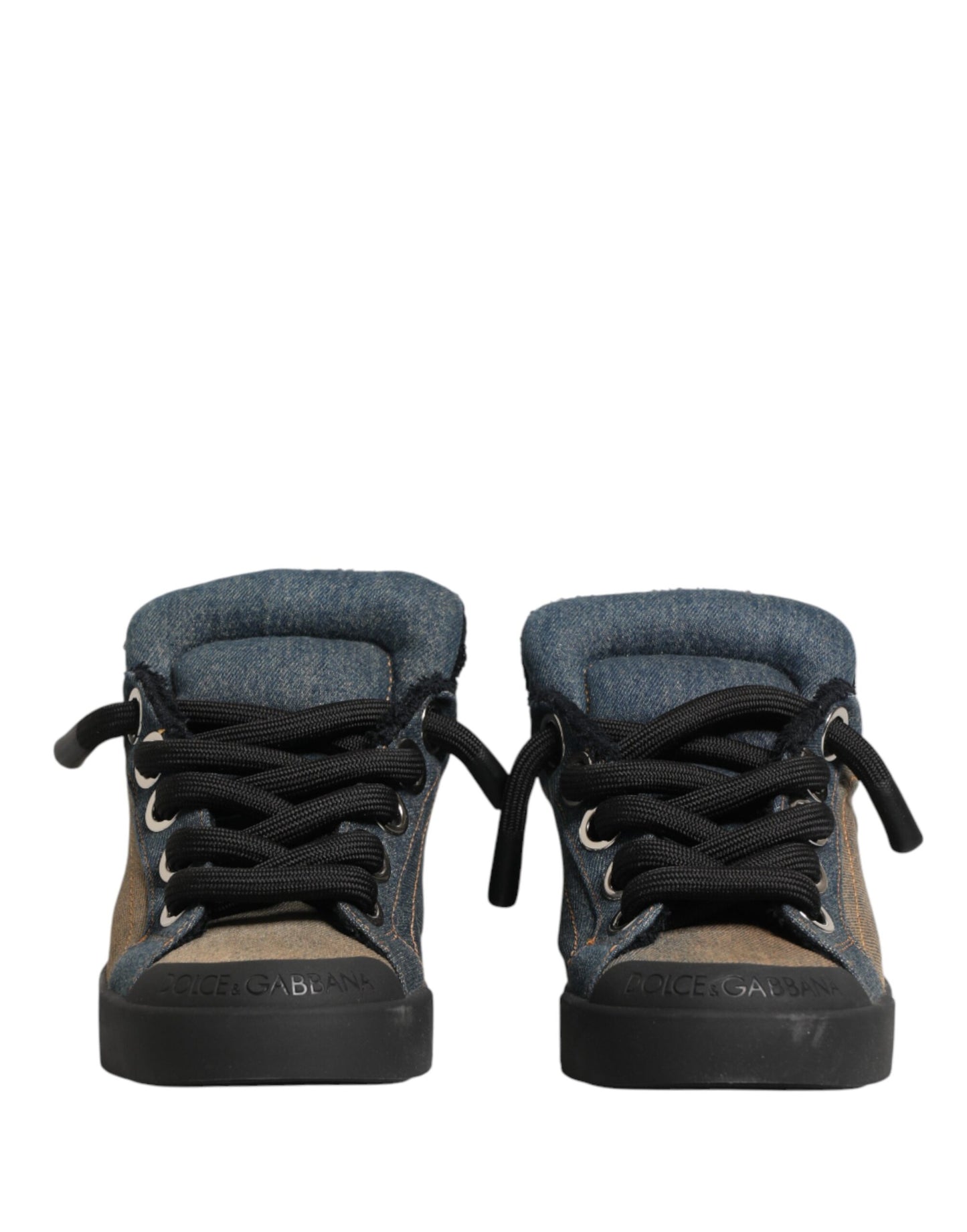 Dolce & Gabbana Multicolor Color Block Denim Low Top Sneakers Shoes