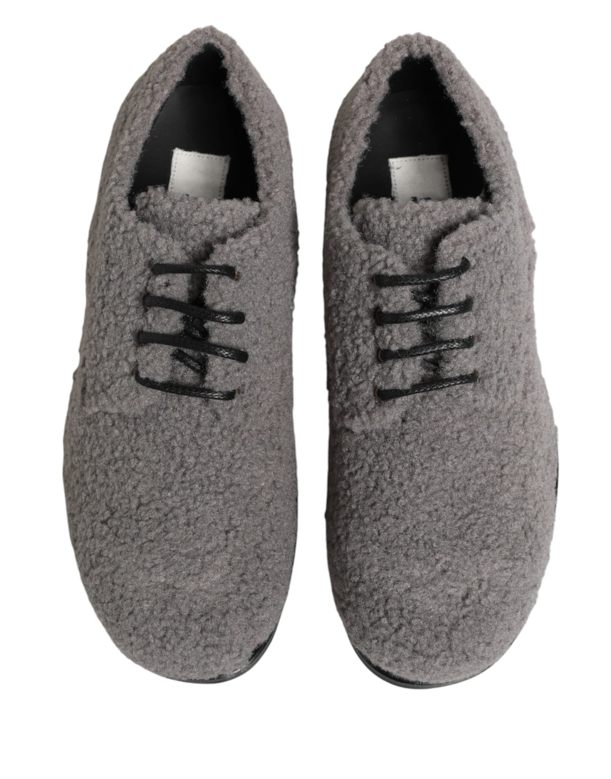 Dolce & Gabbana Gray Fleece Lace Up Men Derby Dress Shoes