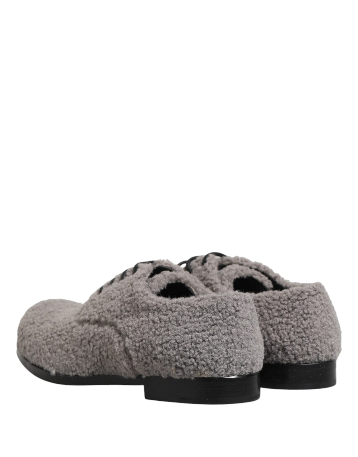 Dolce & Gabbana Gray Fleece Lace Up Men Derby Dress Shoes