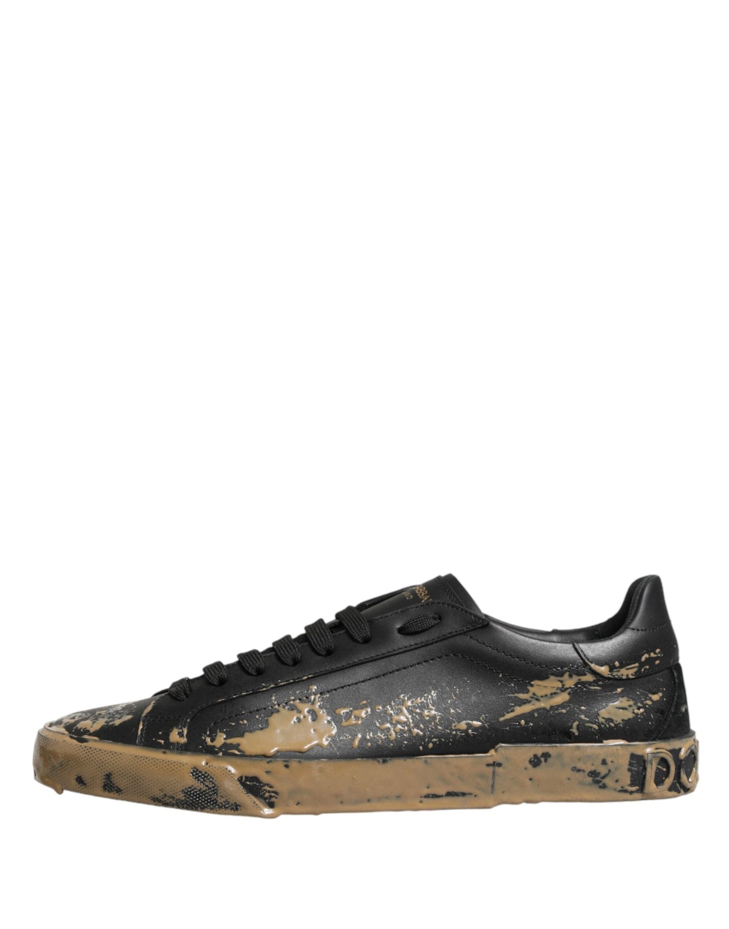 Dolce & Gabbana Black Portofino Mud Effect Low Top Sneakers Shoes