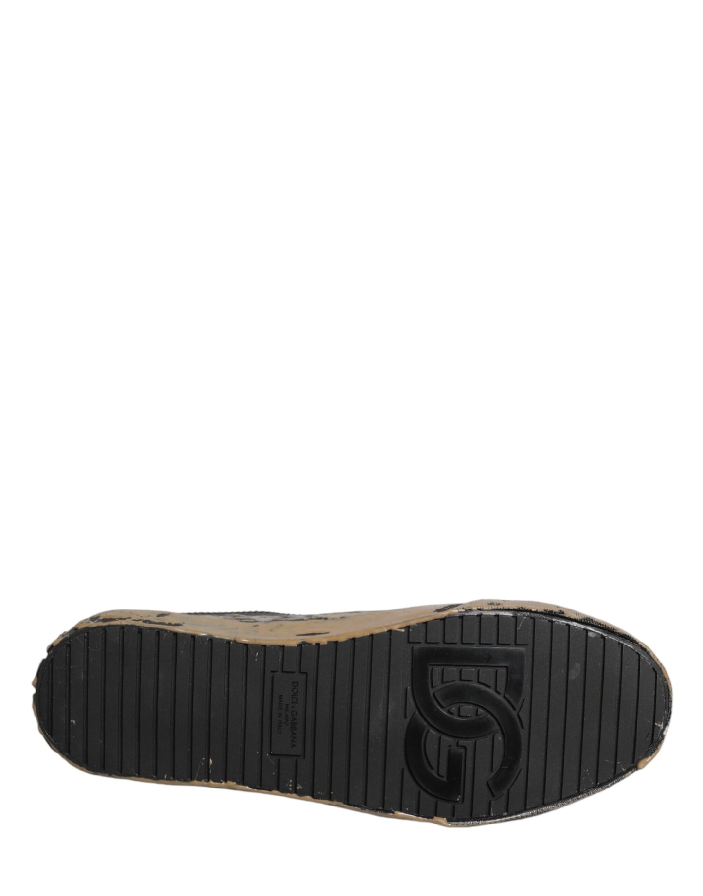 Dolce & Gabbana Black Portofino Mud Effect Low Top Sneakers Shoes