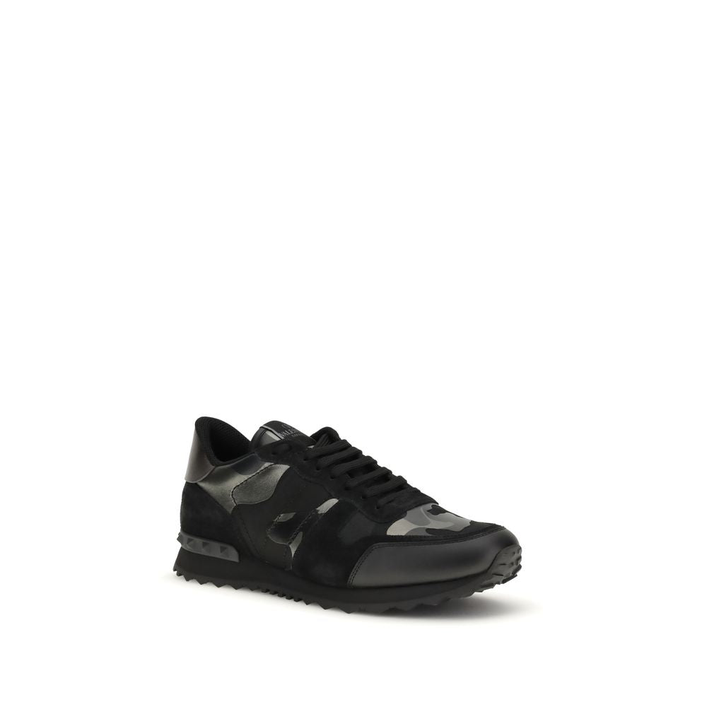 Valentino Garavani Black Calf Leather Bos Taurus Athletic Sneakers