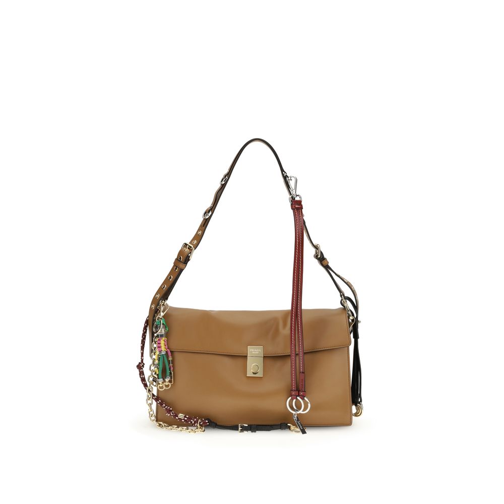 Prada Beige Calf Leather Bos Taurus Shoulder Bag