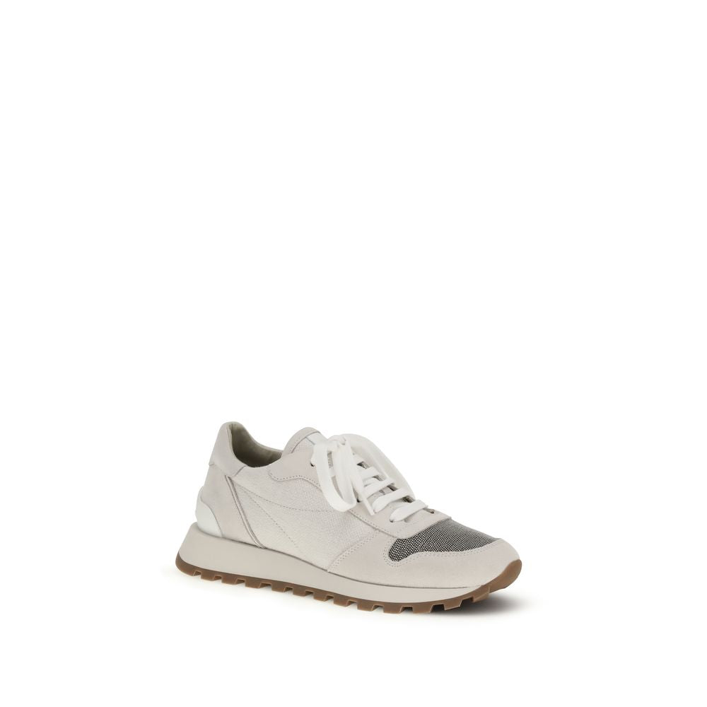 Brunello Cucinelli Gray Cotton Athletic Sneakers