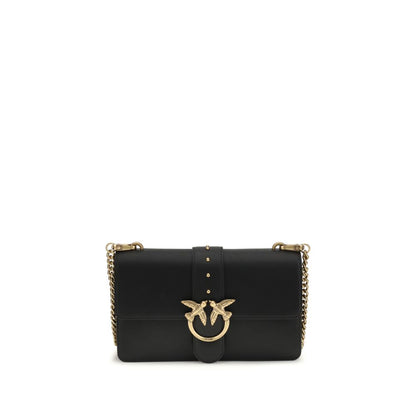 PINKO Black Calf Leather Bos Taurus Shoulder Bag