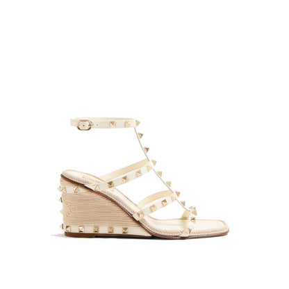 Valentino Garavani Beige Calfskin Wedge Sandals