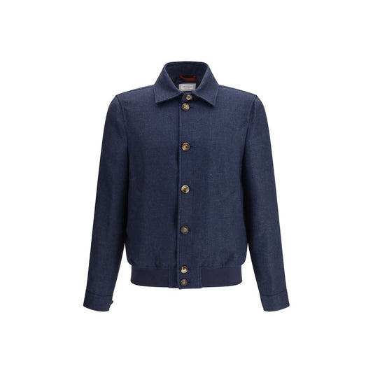 Brunello Cucinelli Blue Silk Coat