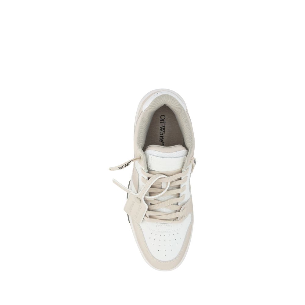 Off-White Beige Polyester Low Top Sneakers