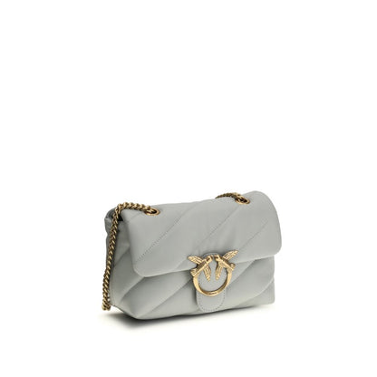 PINKO Gray Calf Leather Bos Taurus Shoulder Bag