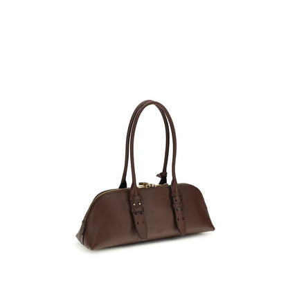 PINKO Brown Calf Leather Bos Taurus Shoulder Bag