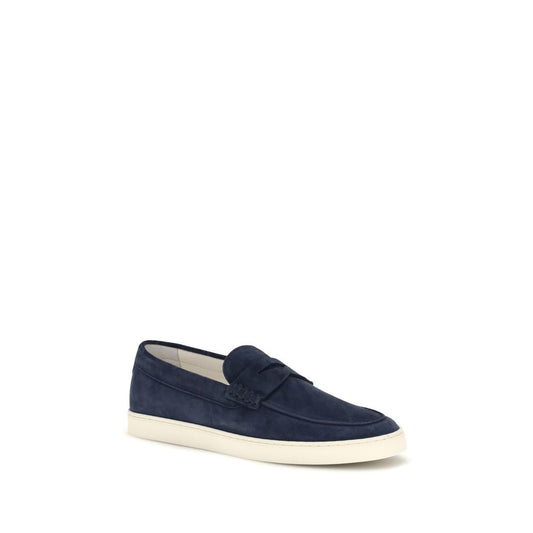 Brunello Cucinelli Blue Calf Leather Bos Taurus Slip-On Loafers