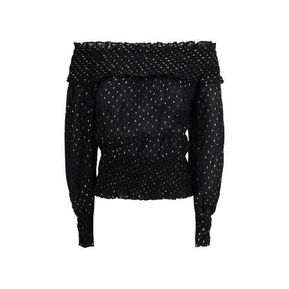 Self-Portrait Black Viscose Top