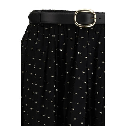 Self-Portrait Black Viscose Long Skirt