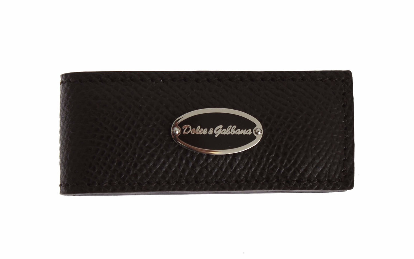 Dolce & Gabbana Brown Leather Magnet Mens Money Bar Clasp Money Cash Clip