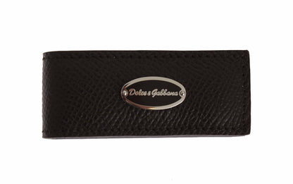 Dolce & Gabbana Brown Leather Magnet Mens Money Bar Clasp Money Cash Clip