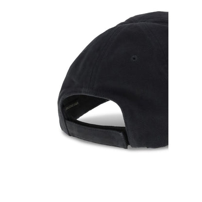 Balenciaga Black Cotton Cap (Baseball Hat)