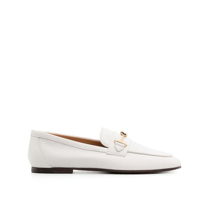 Tod's White Calfskin Slip-On Loafers