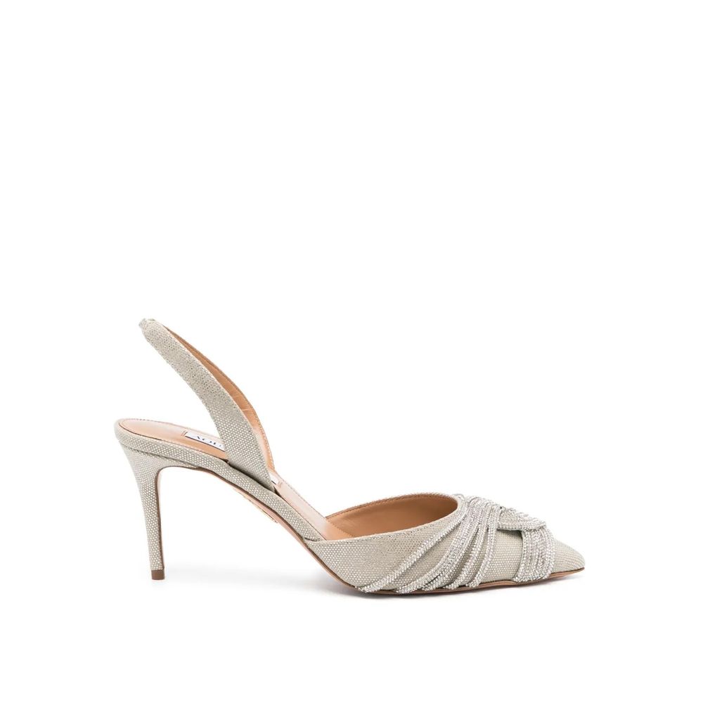 Aquazzura Silver Fabric Pumps