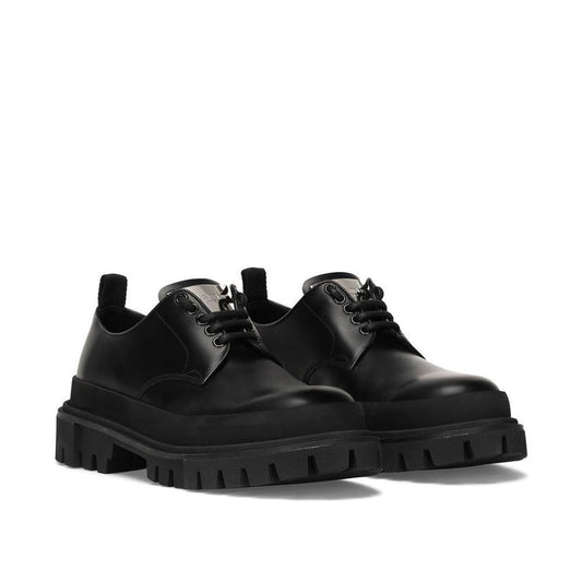 Dolce & Gabbana Black Calfskin Oxfords And Derbies