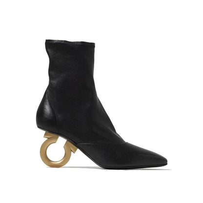 Salvatore Ferragamo Black Lamb Leather Ankle Boots