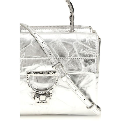 Coccinelle Silver Calf Leather Bos Taurus Handbag