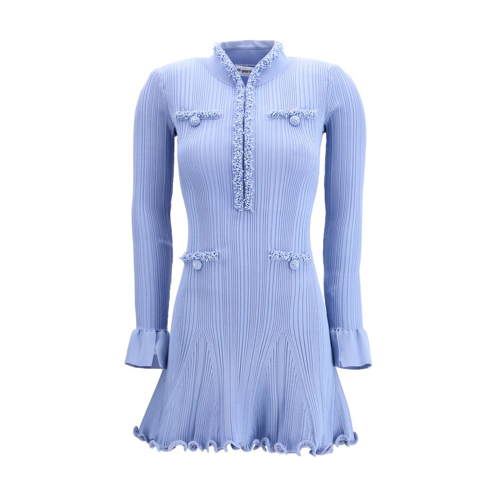Self-Portrait Blue Viscose Casual Dress