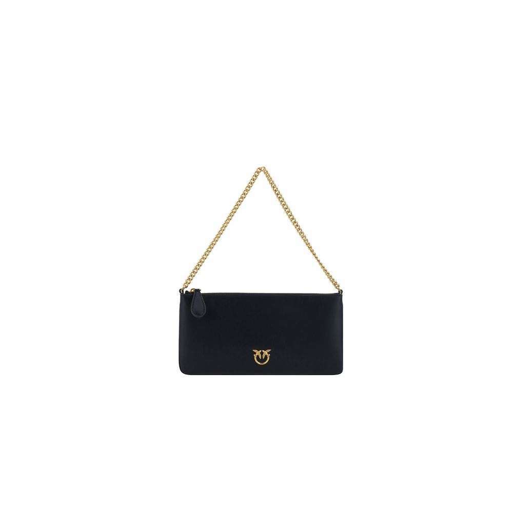 PINKO Black Calf Leather Bos Taurus Shoulder Bag