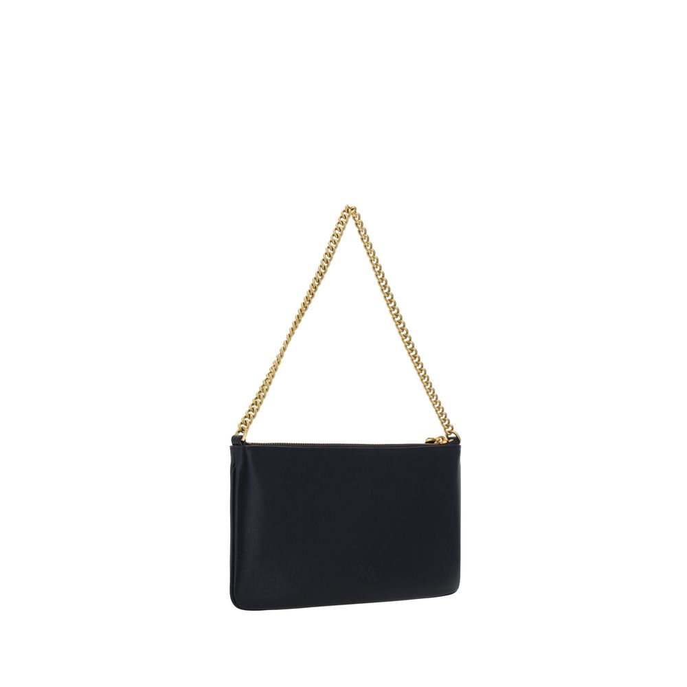 PINKO Black Calf Leather Bos Taurus Shoulder Bag
