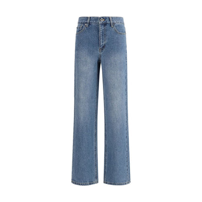 Self-Portrait Blue Cotton Straight-Leg Jeans