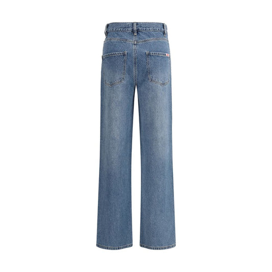 Self-Portrait Blue Cotton Straight-Leg Jeans