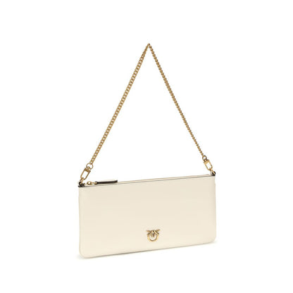 PINKO White Calf Leather Bos Taurus Shoulder Bag